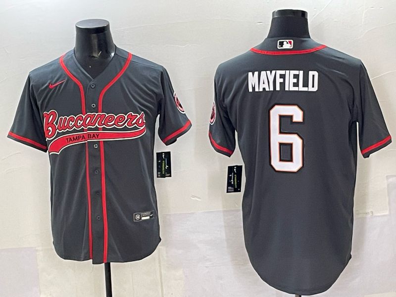 Men 2025 Tampa Bay Buccaneers #6 Mayfield Grey Joint Name Nike Limited NFL Jersey style 01